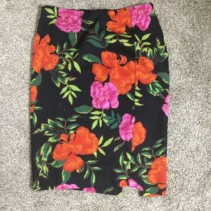 Express Floral Pencil Skirt w/ Slit in Back